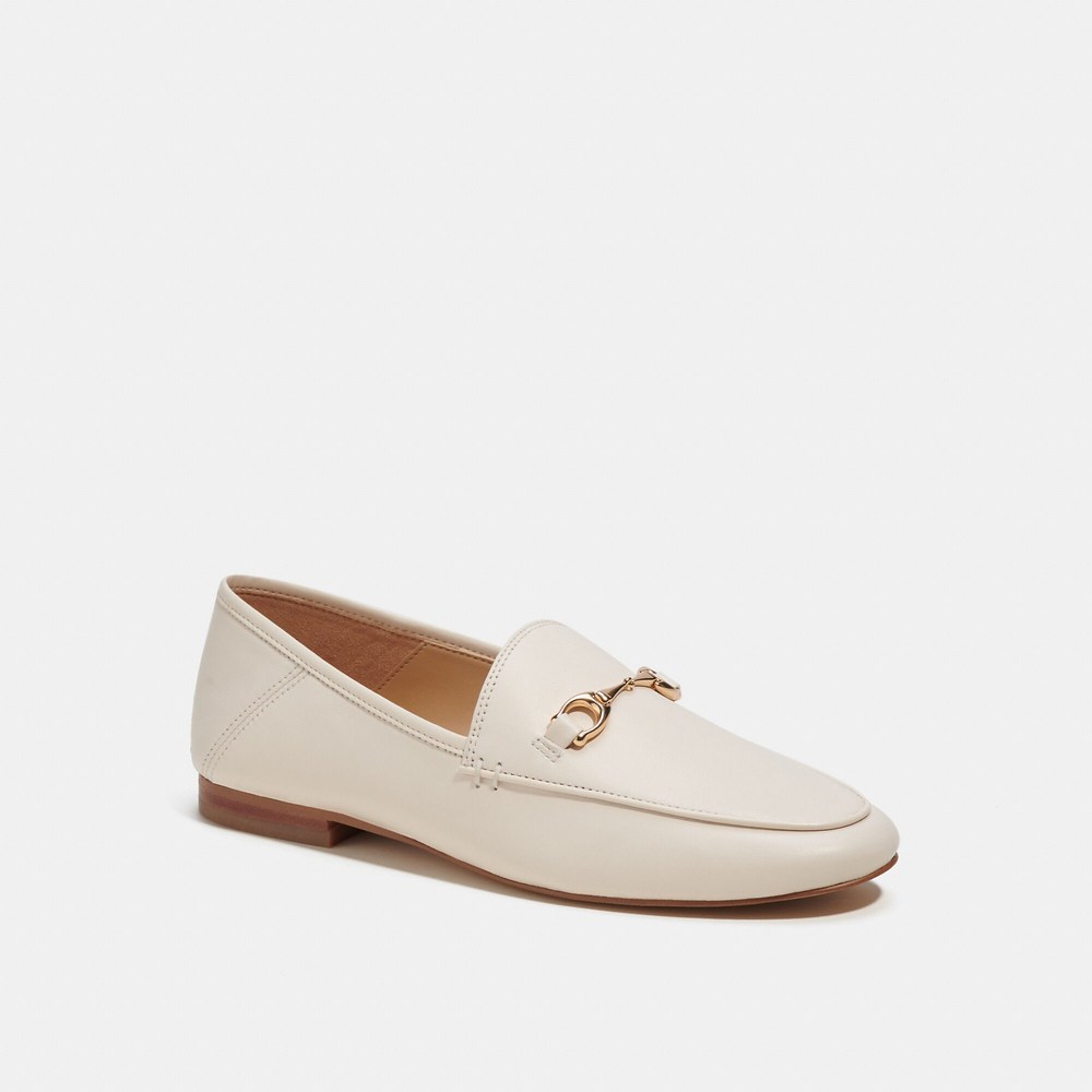 Coach Cream Loafers with Gold Accent